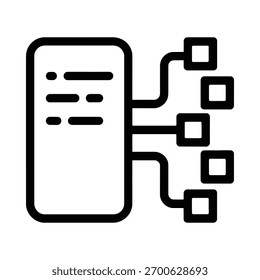 Abstract icon representing data flow from a central server to multiple nodes