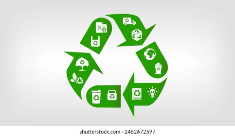 Abstraktes Symbol, das den ökologischen Ruf nach Recycling und Wiederverwendung repräsentiert. Vektorillustration.