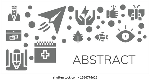 abstract icon set. 11 filled abstract icons.  Collection Of - Security, Paper plane, Calendar, Leaf, Sketch, Fish, Save energy, Blood, Like, Eye, Butterfly icons