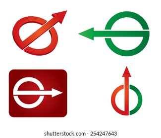 Abstract icon set with arrows and circle