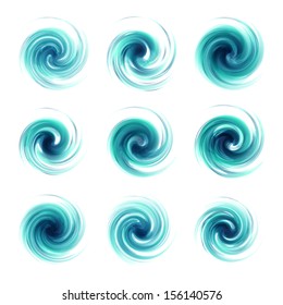 Abstract icon set. Dynamic flow illustration. Swirl collection. 