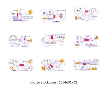 Abstract icon set line art