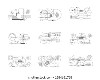 Abstract icon set line art