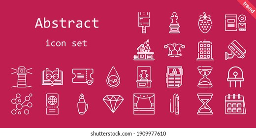abstract icon set. line icon style. abstract related icons such as news, calendar, ticket, lighthouse, paint brush, branding, strawberry, vase, sculpture, cctv, pencil, water, building, diamond