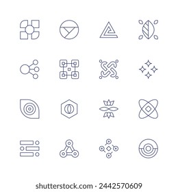 Abstract icon set. Thin line icon. Editable stroke. Containing abstract, shape, shapes.