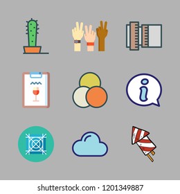 abstract icon set. vector set about grid, peace, lens and restaurant icons set.