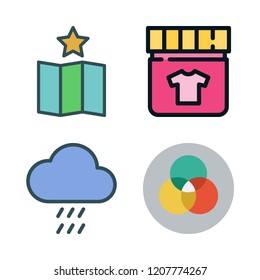 abstract icon set. vector set about map, rgb, rain and dye icons set.