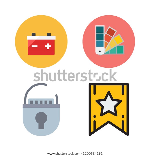 abstract icon set. vector set about lace, battery,\
padlock and pantone icons\
set.