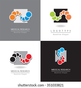Abstract icon of several balls. Illustration of genetic chain. Set of vector logos.