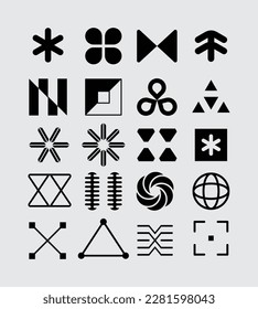 Abstract icon shape symbol set bundle geometric template clip art vector editable