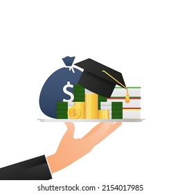 Abstract icon with student loans for banner design. Business vector icon