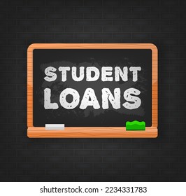 Abstract icon with student loans for banner on black board design. Business vector icon