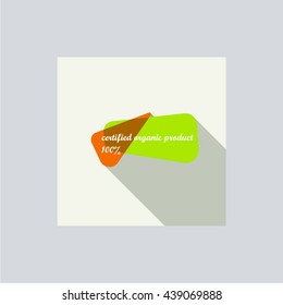 Abstract icon with text. Certified organic product. 