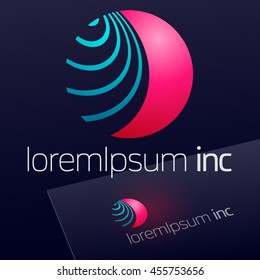 Abstract icon, vector colorful sign in sphere shape. Logo for Business, Technology, Corporation.
