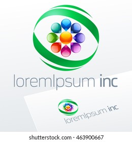 Abstract icon, vector colorful sign in sphere shape for Cosmetic, Pharmacy and Medicine activity