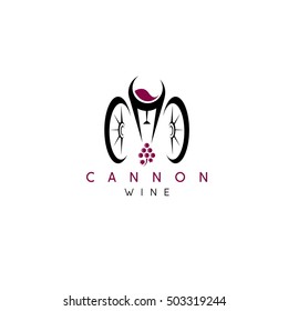 abstract icon vector design template of wine bottles and cannon