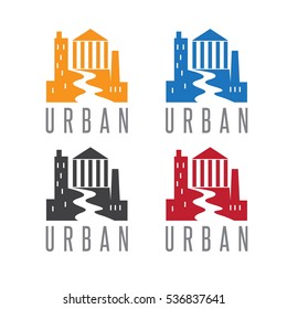 abstract icon vector design template of urban landscape set