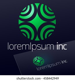 Abstract icon, vector green sign in sphere shape for Cosmetic, Pharmacy and Medicine activity