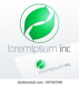 Abstract icon, vector green sign in sphere shape. Cosmetic, Pharmacy and Medicine activity