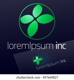 Abstract icon, vector green sign in sphere shape. Cosmetic, Pharmacy and Medicine activity