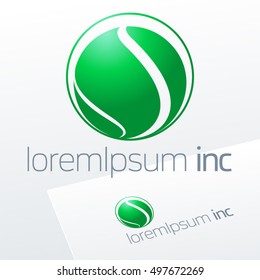 Abstract icon, vector green sign in sphere shape. Cosmetic, Pharmacy and Medicine activity