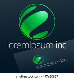 Abstract icon, vector green sign in sphere shape. Logo for Ecology, Cosmetic, Pharmacy and Medicine activity