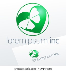 Abstract icon, vector green sign in sphere shape. Logo for Ecology, Cosmetic, Pharmacy and Medicine activity