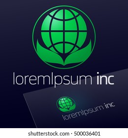 Abstract icon, vector green sign in sphere shape. Logo for Ecology, Cosmetic, Pharmacy and Medicine activity