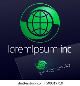 Abstract icon, vector green sign in sphere shape. Logo for Ecology, Cosmetic, Pharmacy and Medicine activity