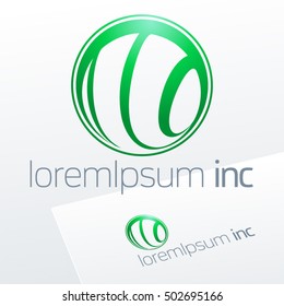 Abstract icon, vector green sign in sphere shape. Logo for Ecology, Cosmetic, Pharmacy and Medicine activity