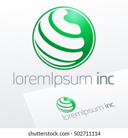 Abstract icon, vector green sign in sphere shape. Logo for Ecology, Cosmetic, Pharmacy and Medicine activity