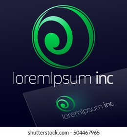 Abstract icon, vector green sign in sphere shape. Logo for Ecology, Cosmetic, Pharmacy and Medicine activity