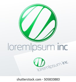 Abstract icon, vector green sign in sphere shape. Logo for Ecology, Cosmetic, Pharmacy and Medicine activity