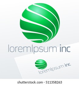 Abstract icon, vector green sign in sphere shape. Logo for Ecology, Cosmetic, Pharmacy and Medicine activity