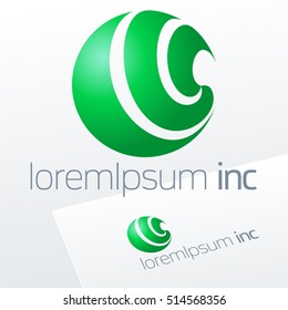 Abstract icon, vector green sign in sphere shape. Logo for Ecology, Cosmetic, Pharmacy and Medicine activity