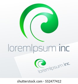 Abstract icon, vector green sign in sphere shape. Logo for Ecology, Cosmetic, Pharmacy and Medicine activity