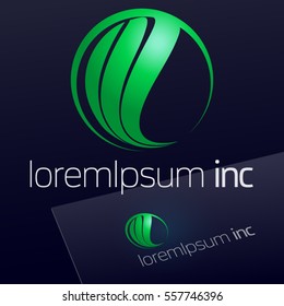 Abstract icon, vector green sign in sphere shape. Logo for Ecology, Cosmetic, Pharmacy, Medicine activity