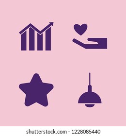 abstract icon. abstract vector icons set star, heart hand, growing graph and chandelier