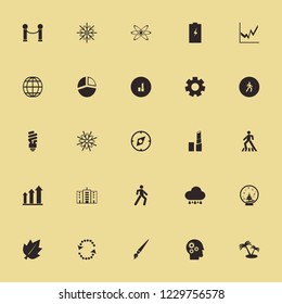 abstract icon. abstract vector icons set brush, fluorescent bulb, battery and snowflake