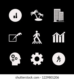 abstract icon. abstract vector icons set growing graph, gear, palm trees and gear head