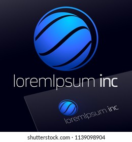 Abstract Icon, Vector Sign, Blue Logotype for Business, Technology, Corporation.