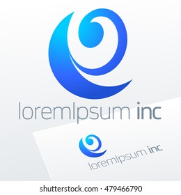 Abstract icon, vector sign, blue logotype in sphere shape. Logo for Business, Technology, Corporation.