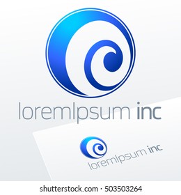 Abstract icon, vector sign, blue logotype in sphere shape. Logo for Business, Technology, Corporation.