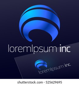 Abstract icon, vector sign, blue logotype. Logo for Business, Technology, Corporation.