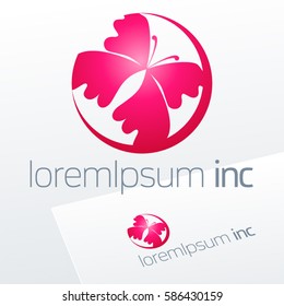 Abstract icon, vector sign with butterfly. Logo for Cosmetics, Fashion