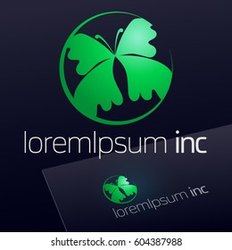 Abstract icon, vector sign with butterfly. Logo for Cosmetics, Fashion