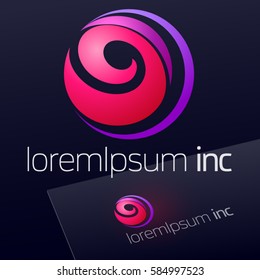 Abstract icon, vector sign, colorful logotype in sphere shape. Logo for Media, Fashion, Cosmetics