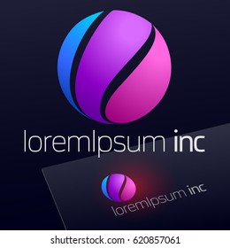Abstract icon, vector sign, colorful logotype in sphere shape. Logo for Media, Fashion, Cosmetics