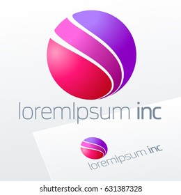 Abstract icon, vector sign, colorful logotype in sphere shape. Logo for Media, Fashion, Cosmetics