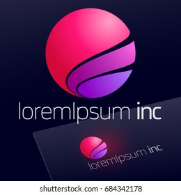 Abstract icon, vector sign, colorful logotype in sphere shape. Logo for Media, Fashion, Cosmetics